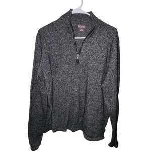 Michael Kors Mens Quarter Zip Pullover Sweater Gray Marl Elbow Patches XL